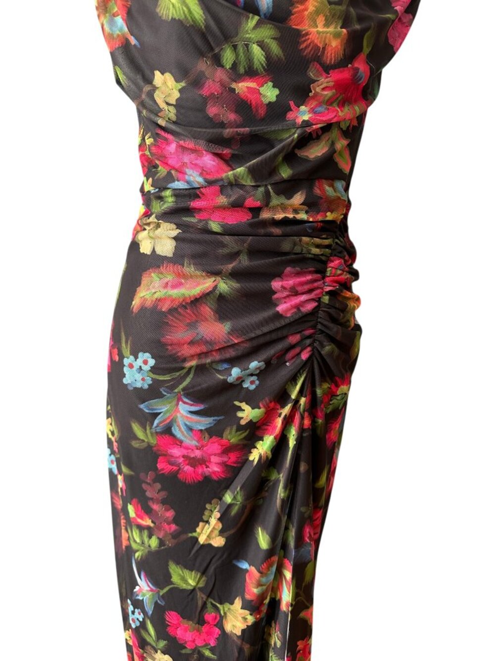 Vince Camuto Floral One-Shoulder Mesh Maxi Dress. Sz: 6 - Picture 6 of 11